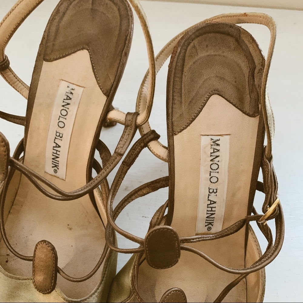 Manolo Blahnik Vintage gold heels EU37.5 - Picture 5 of 8